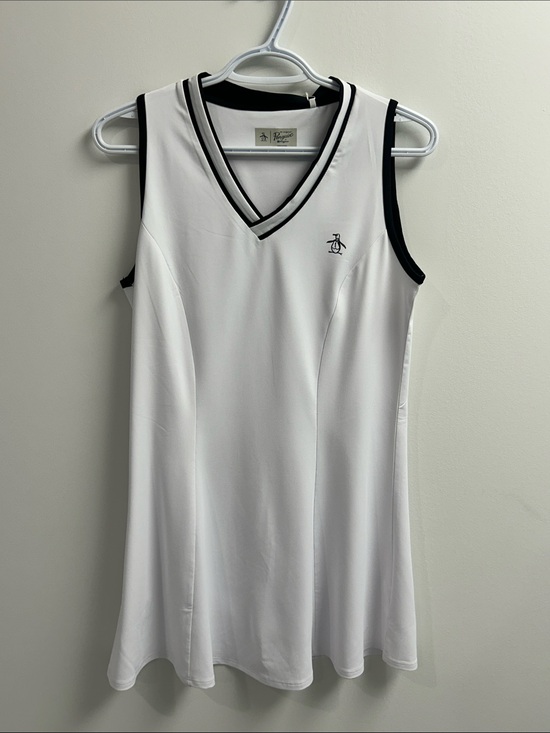 Original Penguin Dresses & Skirts - Original Penguin White V-Neck Sleeveless Tennis Dress with Black Trim